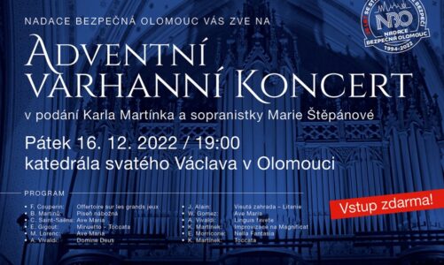 Nadace Bezpečná Olomouc zve na adventní koncert do olomoucké katedrály. Vstup zdarma!